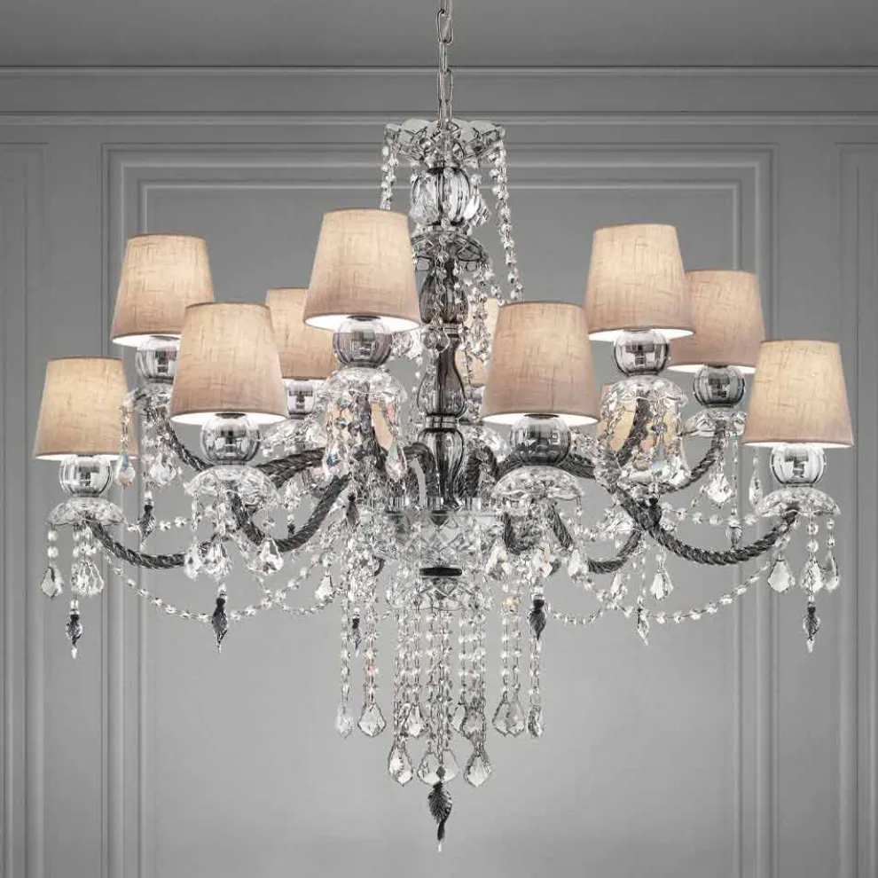 Venezianischer Glas-Kronleuchter mit 12 Lichtern Handgefertigt, Made in Italy - Milagros