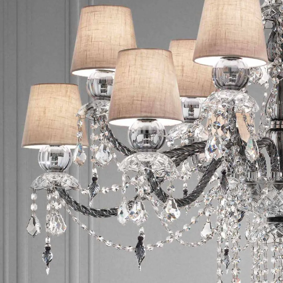 Venezianischer Glas-Kronleuchter mit 12 Lichtern Handgefertigt, Made in Italy - Milagros