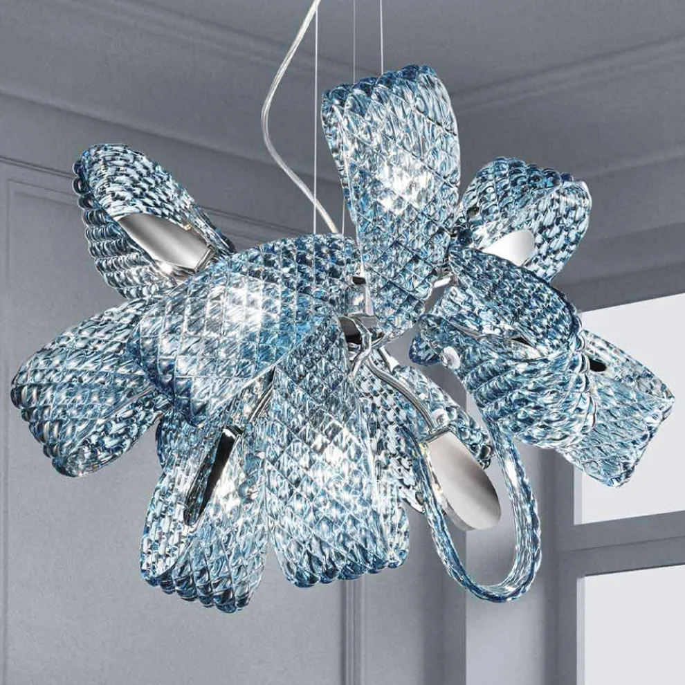 Venezianischer Glas-Kronleuchter mit 9 Lichtern, handgefertigt in Italien - Diamonique