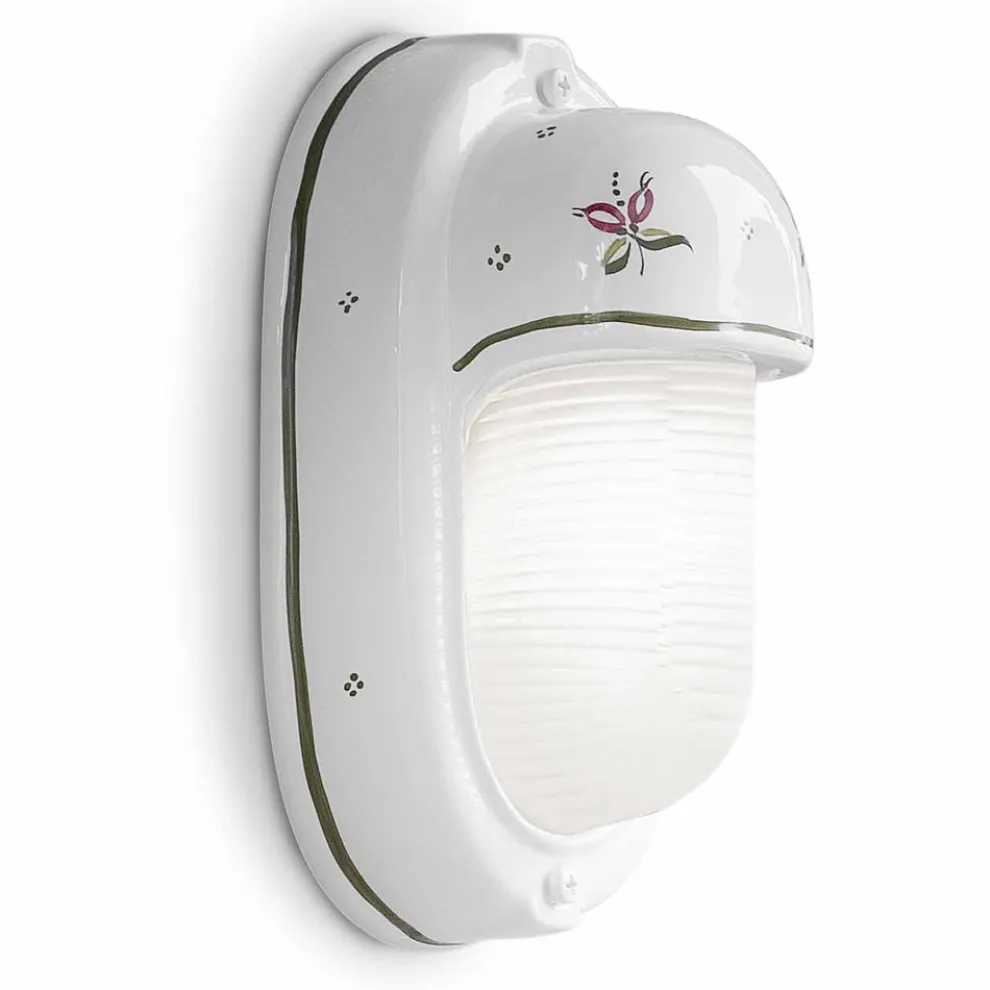 Vertikale Außenwandleuchte aus handgemalten Blumen aus Keramik - Brindisi