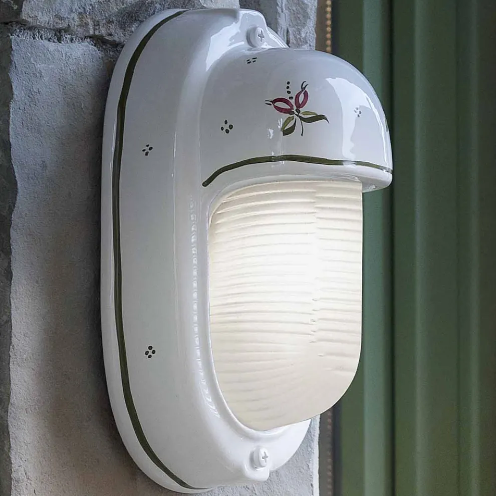 Vertikale Außenwandleuchte aus handgemalten Blumen aus Keramik - Brindisi