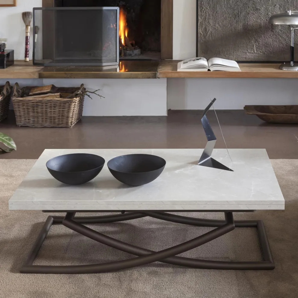 Verwandelbarer Couchtisch in Esstisch aus Holz Made in Italy - Aikido