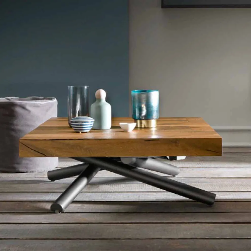 Verwandelnder Couchtisch des Designs in Holz Made in Italy - Vincenzo