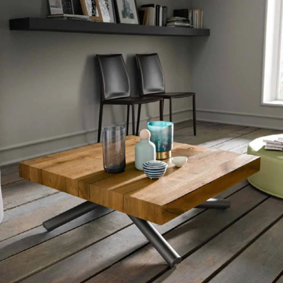 Verwandelnder Couchtisch des Designs in Holz Made in Italy - Vincenzo