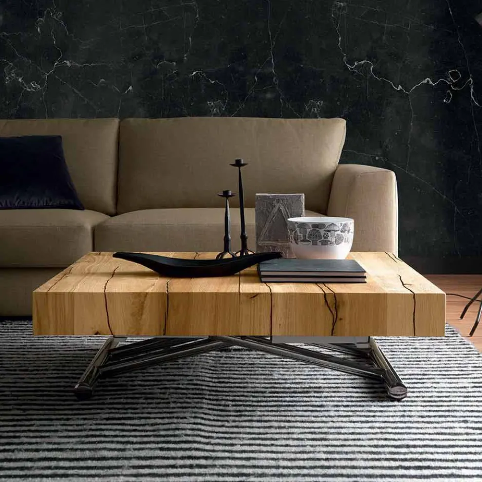 Verwandelnder Couchtisch aus Massivholz Made in Italy - Trabucco