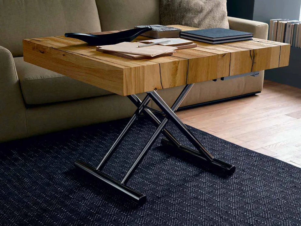 Verwandelnder Couchtisch aus Massivholz Made in Italy - Trabucco