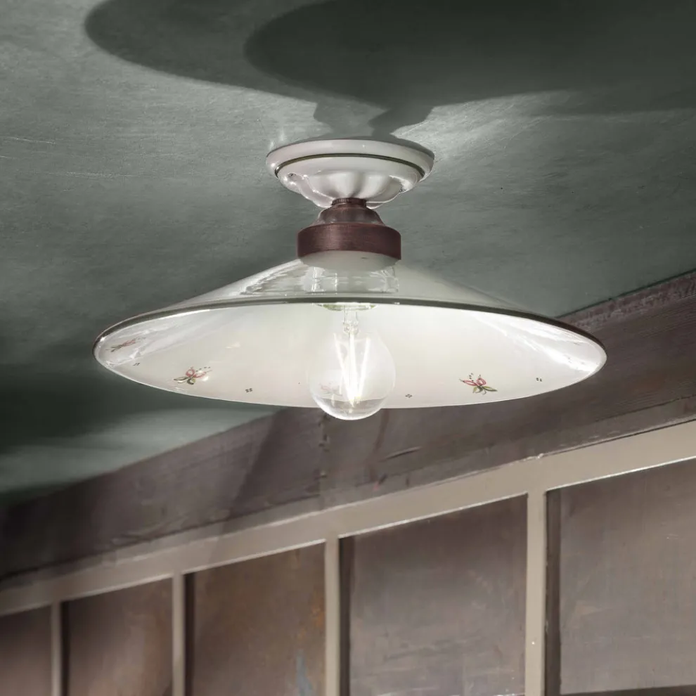 Vintage Deckenlampe aus Keramik und handgefertigtem Eisen in 3 Größen - Asti