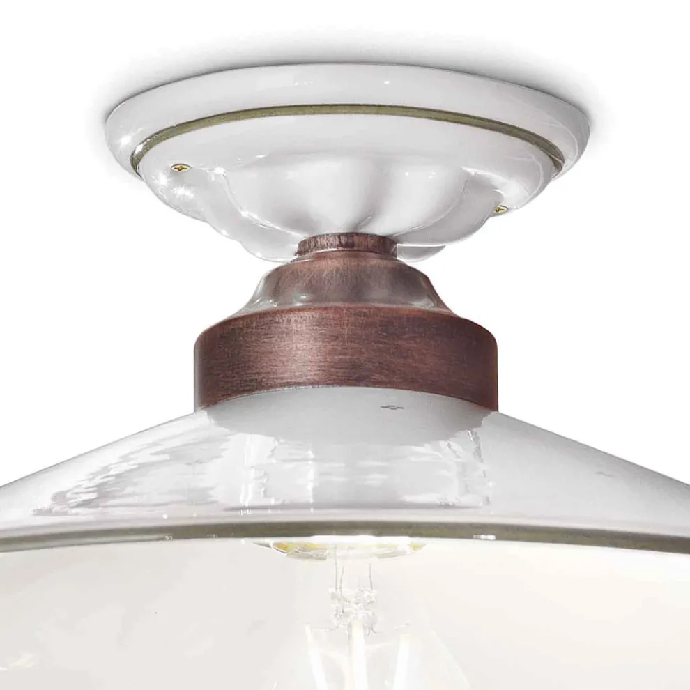 Vintage Deckenlampe aus Keramik und handgefertigtem Eisen in 3 Größen - Asti