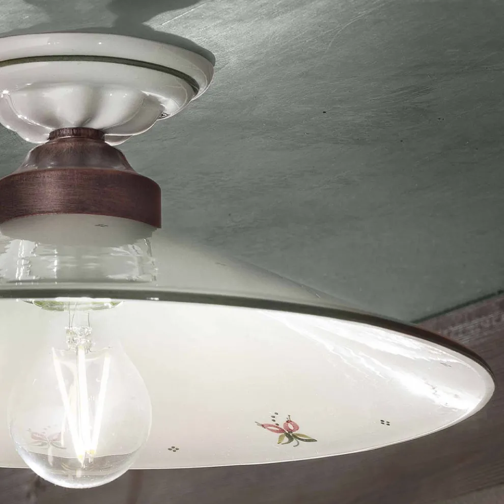 Vintage Deckenlampe aus Keramik und handgefertigtem Eisen in 3 Größen - Asti
