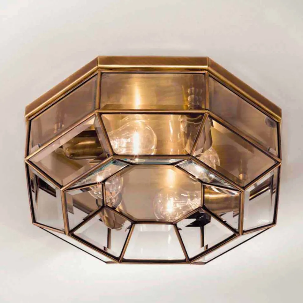 Vintage Deckenlampe aus brüniertem Messing und Glas 2 Größen - Bound von Il Fanale