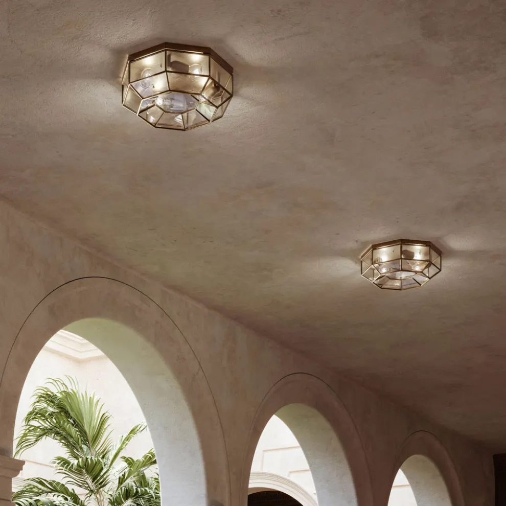 Vintage Deckenlampe aus brüniertem Messing und Glas 2 Größen - Bound von Il Fanale