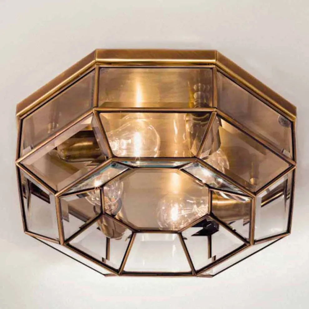 Vintage Deckenlampe aus brüniertem Messing und Glas 2 Größen - Bound von Il Fanale