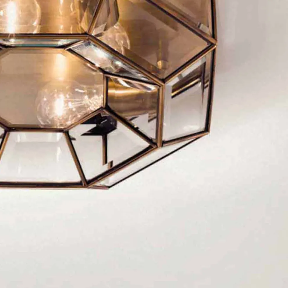 Vintage Deckenlampe aus brüniertem Messing und Glas 2 Größen - Bound von Il Fanale