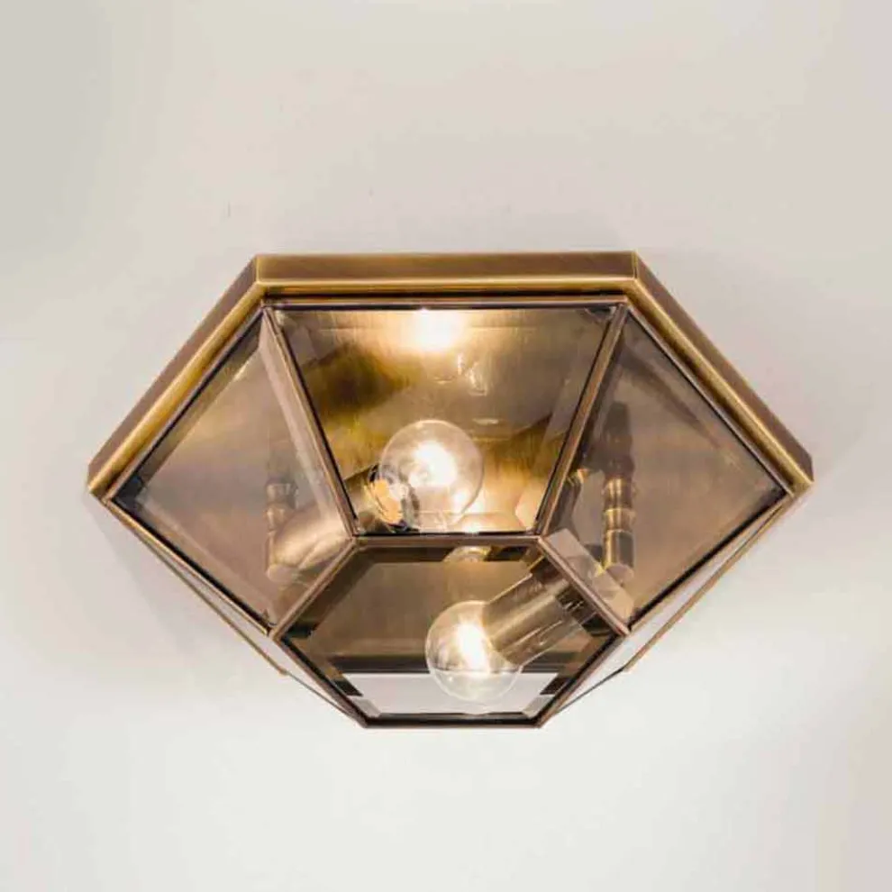 Vintage Deckenlampe aus brüniertem Messing und Glas 2 Größen - Hardcover von Il Fanale