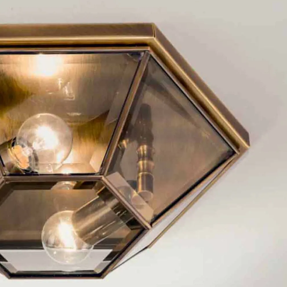 Vintage Deckenlampe aus brüniertem Messing und Glas 2 Größen - Hardcover von Il Fanale