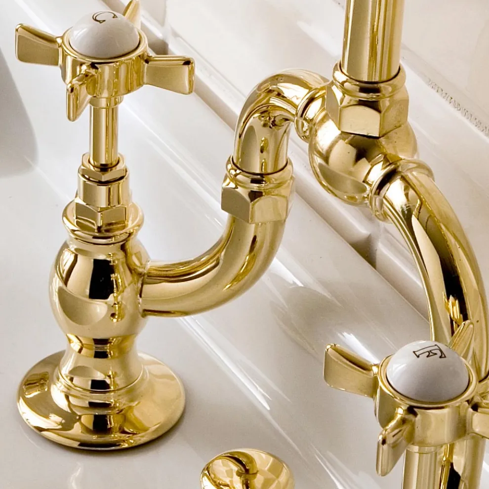 Vintage Design Bridge Waschbeckengruppe aus Messing Made in Italy - Katerina