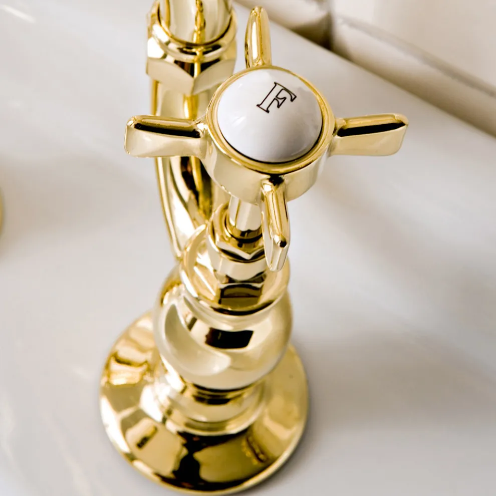 Vintage Design Bridge Waschbeckengruppe aus Messing Made in Italy - Katerina