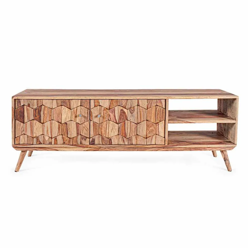 Vintage Design Holz TV-Ständer mit Homemotion Stahlknöpfen - Ventador