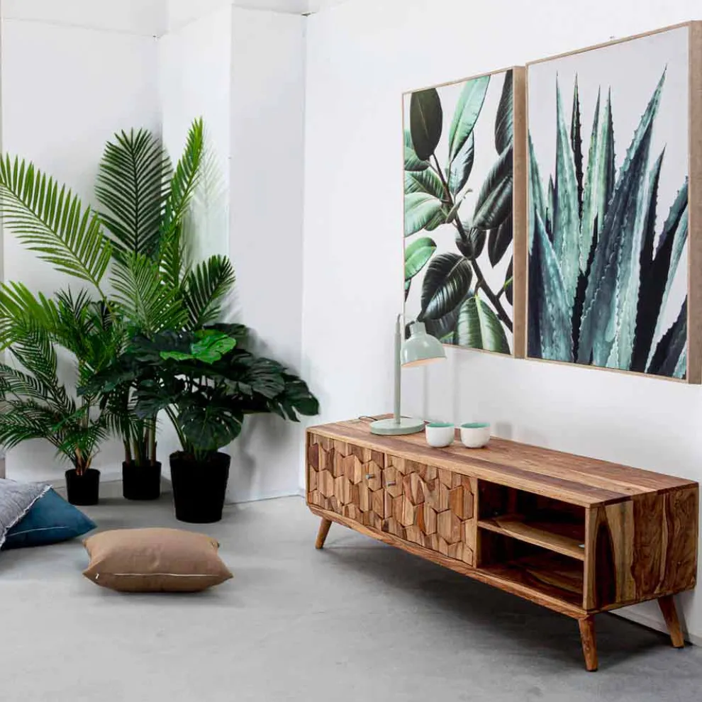 Vintage Design Holz TV-Ständer mit Homemotion Stahlknöpfen - Ventador