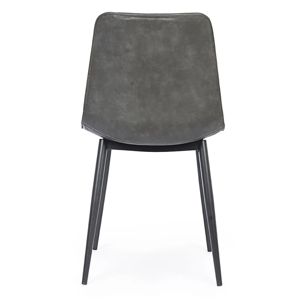 Vintage Design Küchen- oder Wohnzimmerstuhl aus Stahl und Kunstleder 2 Stück - Rekko