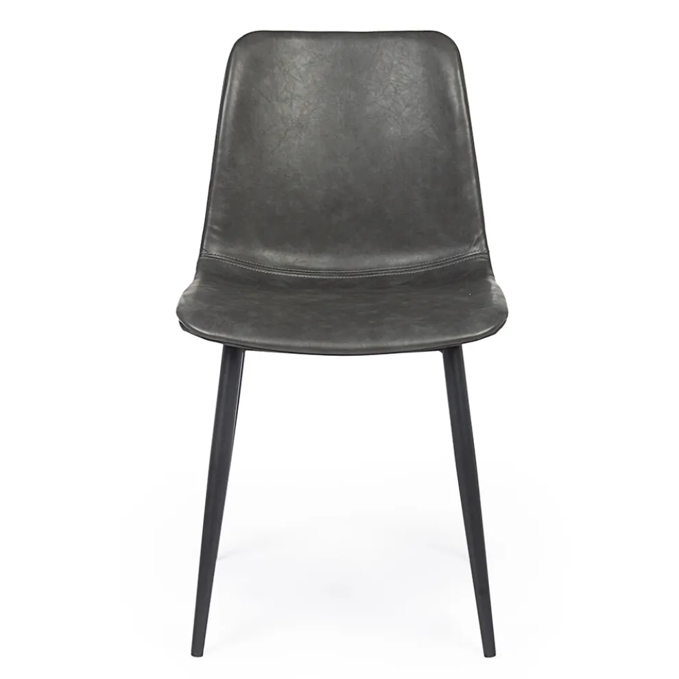 Vintage Design Küchen- oder Wohnzimmerstuhl aus Stahl und Kunstleder 2 Stück - Rekko