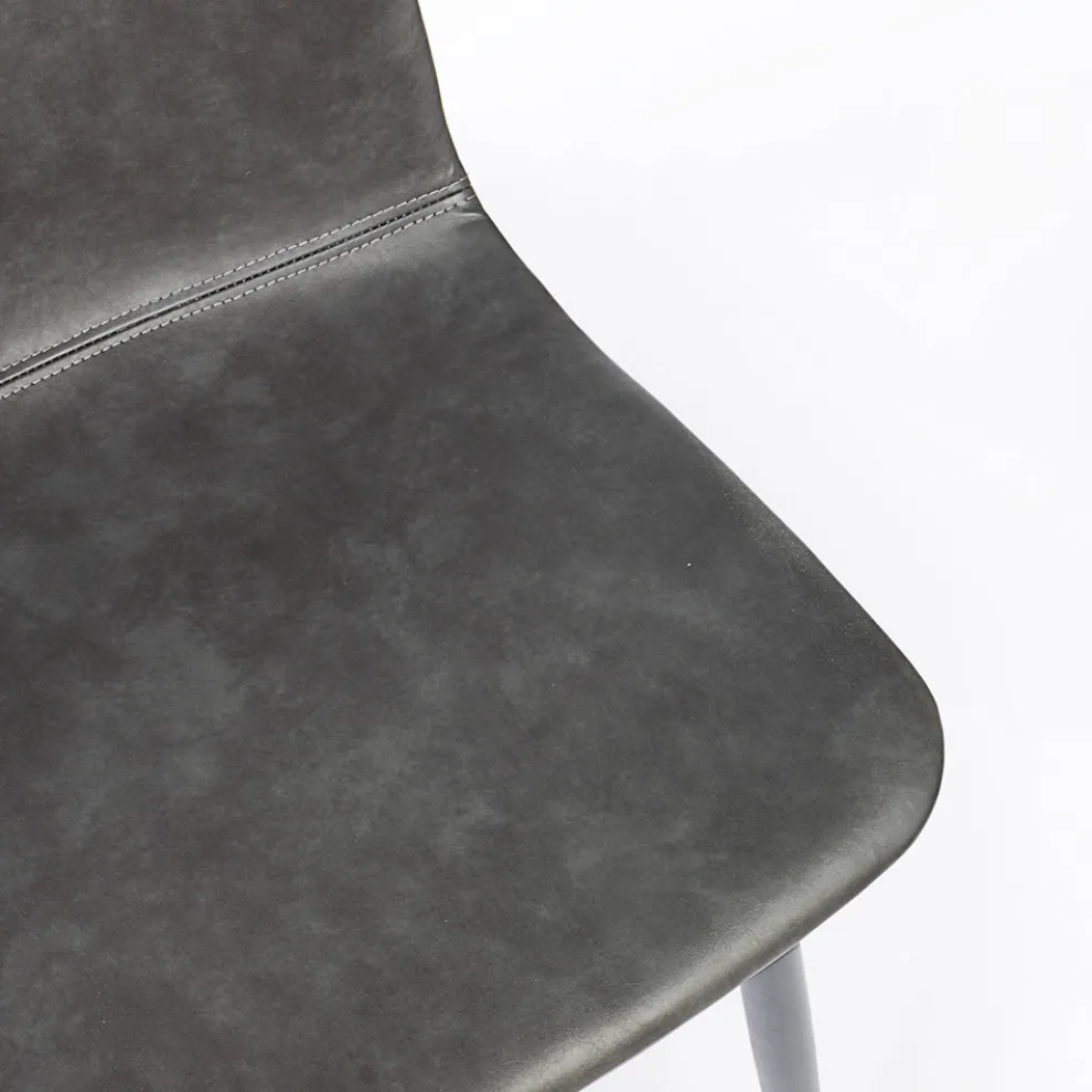 Vintage Design Küchen- oder Wohnzimmerstuhl aus Stahl und Kunstleder 2 Stück - Rekko