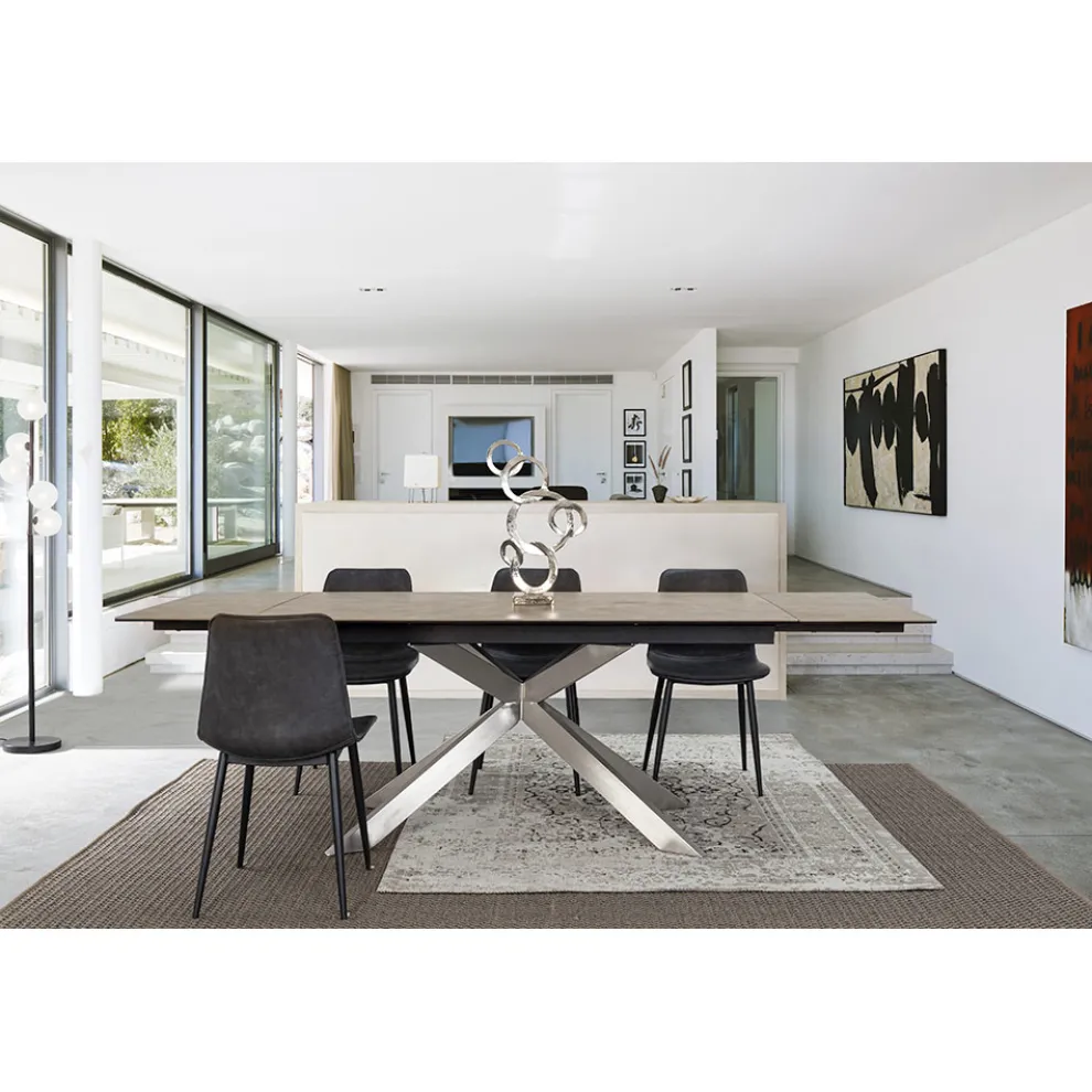 Vintage Design Küchen- oder Wohnzimmerstuhl aus Stahl und Kunstleder 2 Stück - Rekko