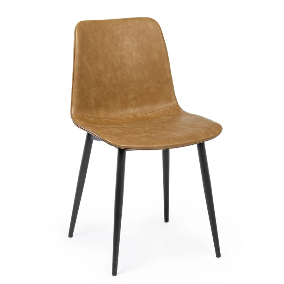 Vintage Design Küchen- oder Wohnzimmerstuhl aus Stahl und Kunstleder 2 Stück - Rekko