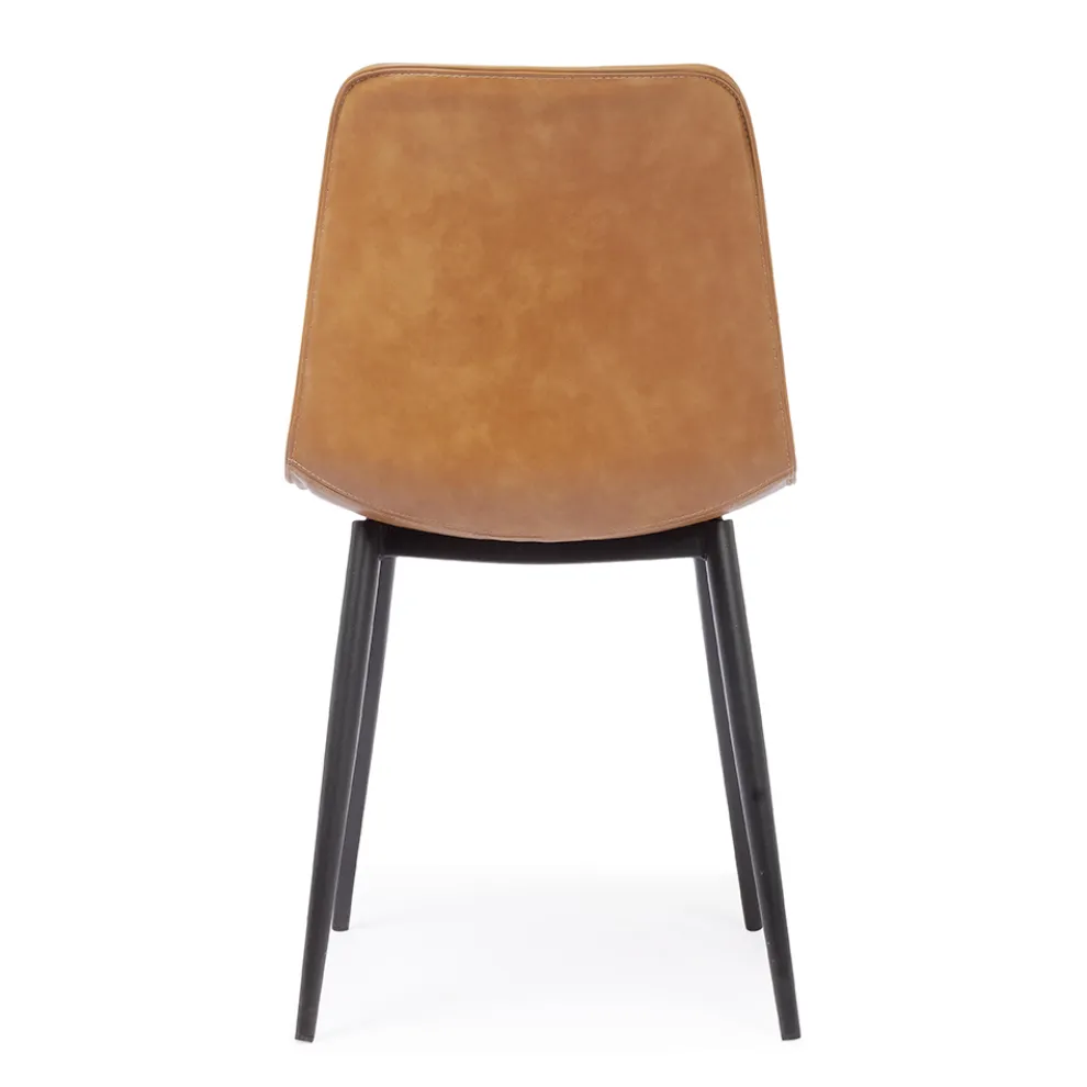 Vintage Design Küchen- oder Wohnzimmerstuhl aus Stahl und Kunstleder 2 Stück - Rekko