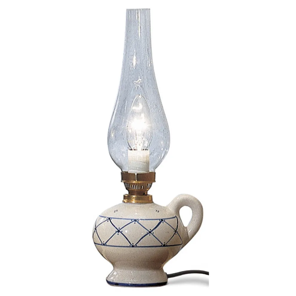 Vintage Design Tischlampe aus handbemalter Keramik - Pompeji