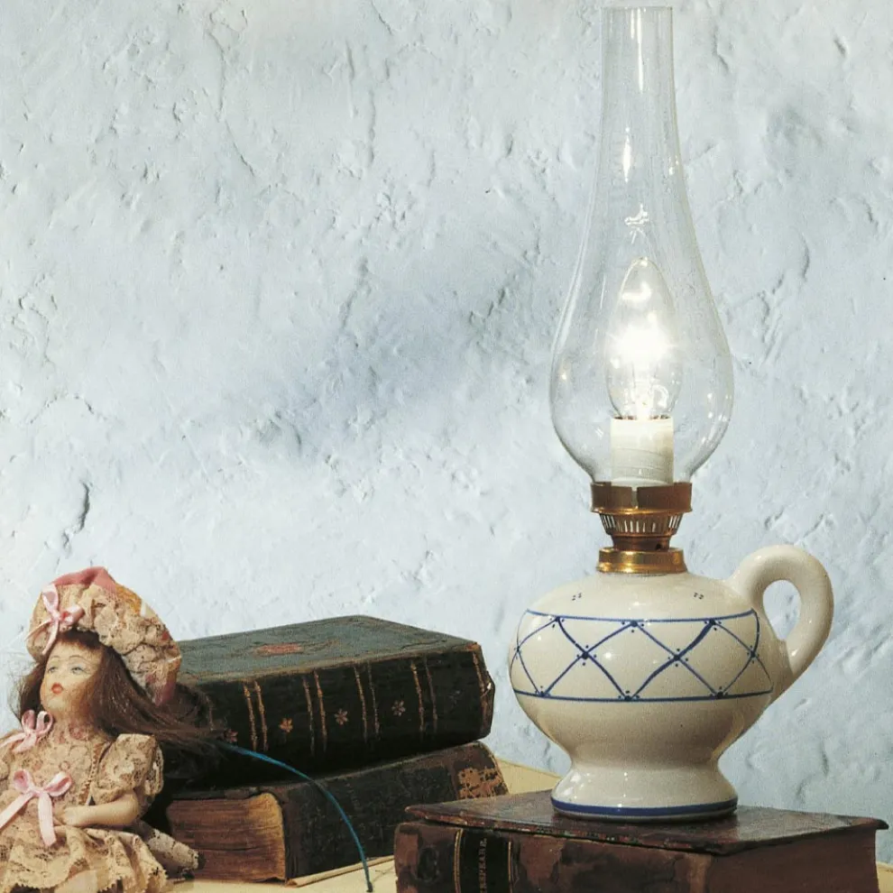 Vintage Design Tischlampe aus handbemalter Keramik - Pompeji