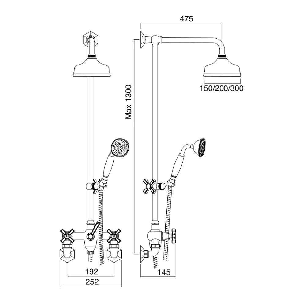 Vintage Duschgruppe mit Messingstange Made in Italy – Silvana