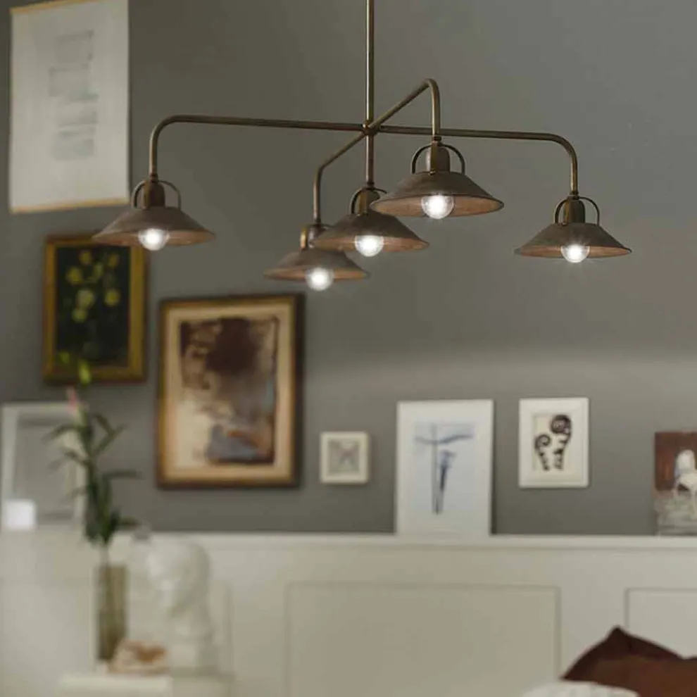 Vintage 5-flammige Hängelampe aus Luxusmessing - Cascina von Il Fanale