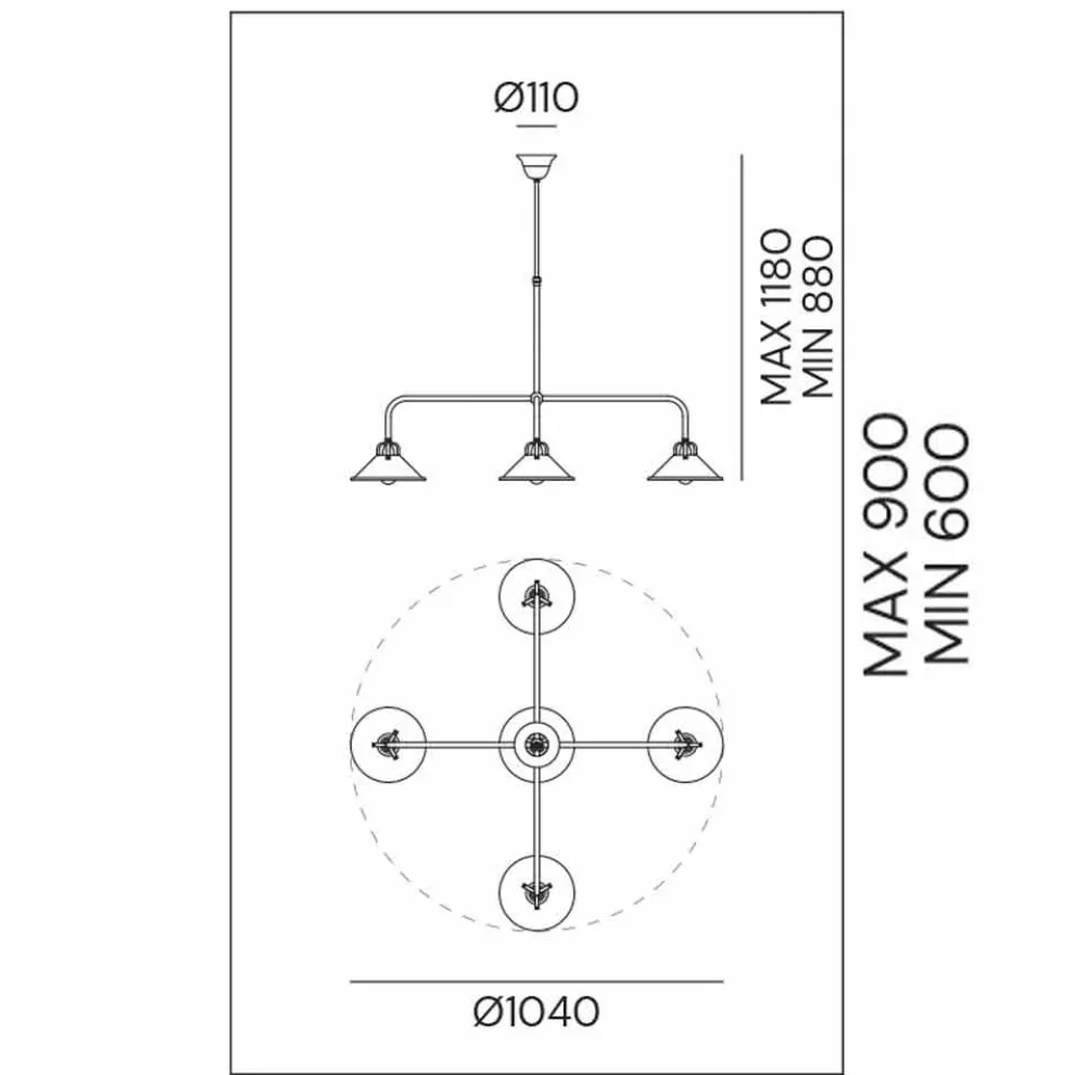 Vintage 5-flammige Hängelampe aus Luxusmessing - Cascina von Il Fanale