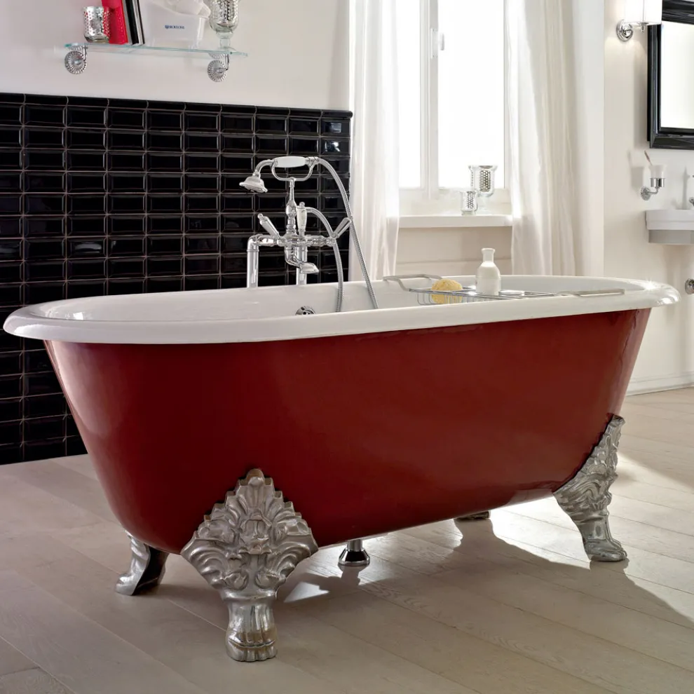 Vintage freistehende Badewanne mit gusseisernen Füßen, Made in Italy - Naike