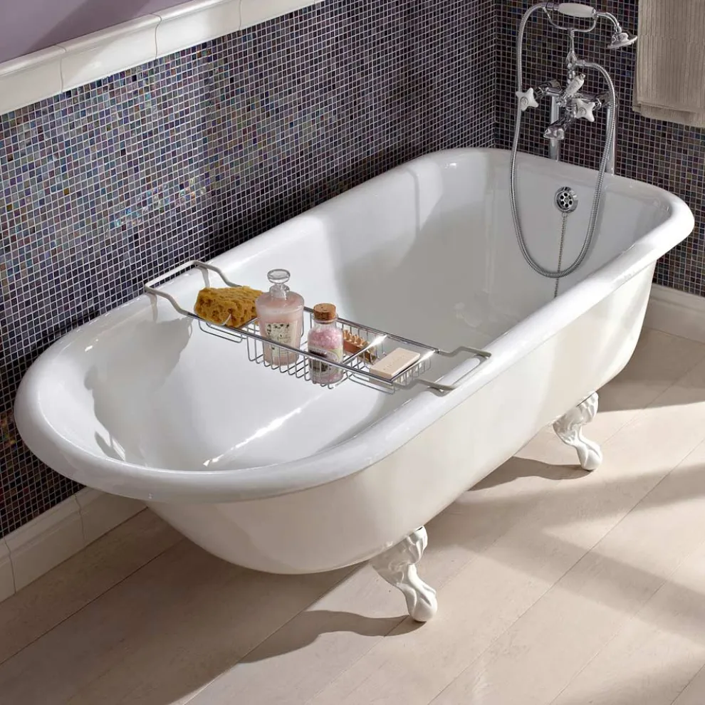 Vintage freistehende Design-Badewanne aus weißem Gusseisen, hergestellt in Italien - Marwa