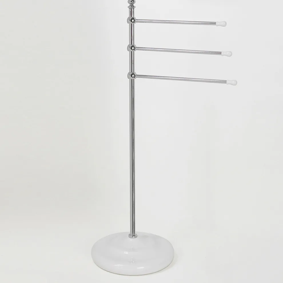 Vintage Handtuchständer mit 3 Armen aus Messing und Keramik - Lyon