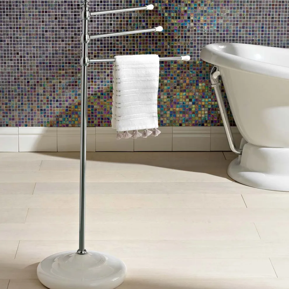 Vintage Handtuchständer mit 3 Armen aus Messing und Keramik - Lyon