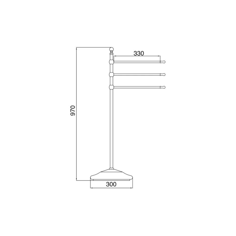 Vintage Handtuchständer mit 3 Armen aus Messing und Keramik - Lyon