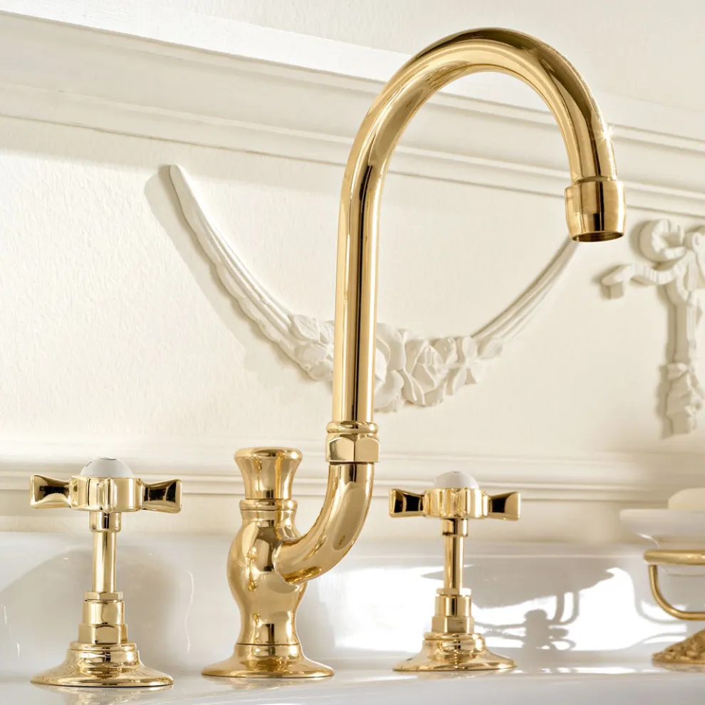 Vintage High Mouth Waschbecken Wasserhähne aus Messing Made in Italy - Katerina