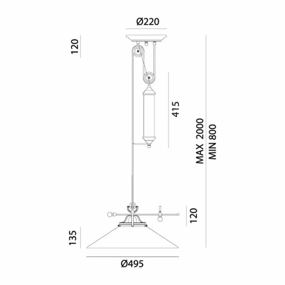 Vintage Hängelampe Up and Down Messing und Muranoglas - Country von Il Fanale