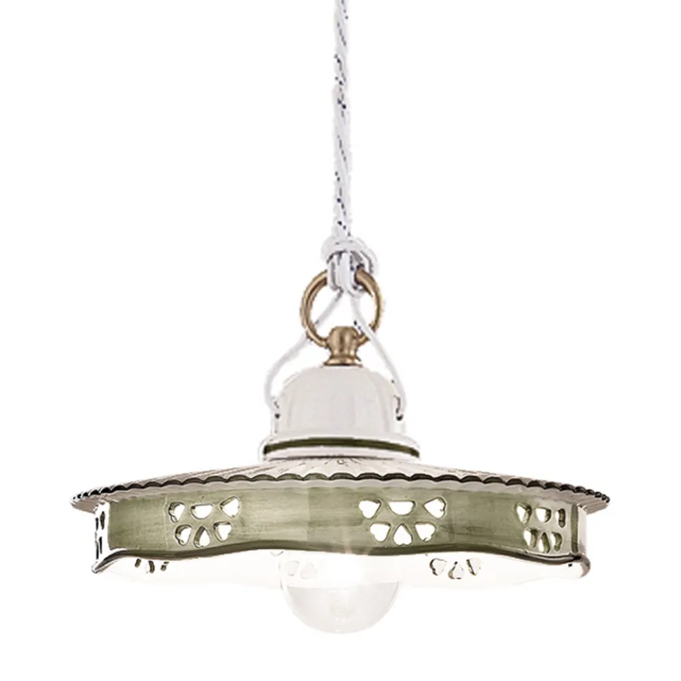 Vintage Hängelampe aus Keramik und handgefertigtem Eisen - Alessandria