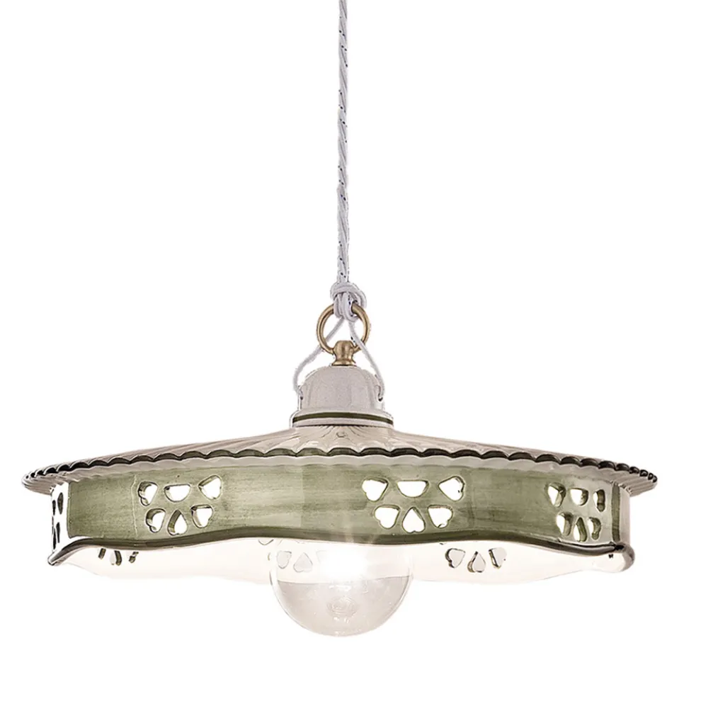 Vintage Hängelampe aus Keramik und handgefertigtem Eisen - Alessandria