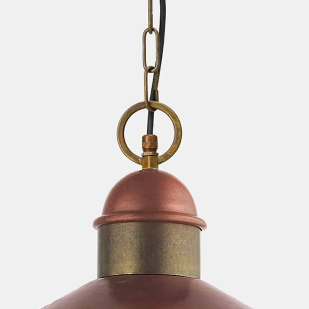 Vintage Hängelampe aus Messing und Kupfer mit Kette - Borgo von Il Fanale