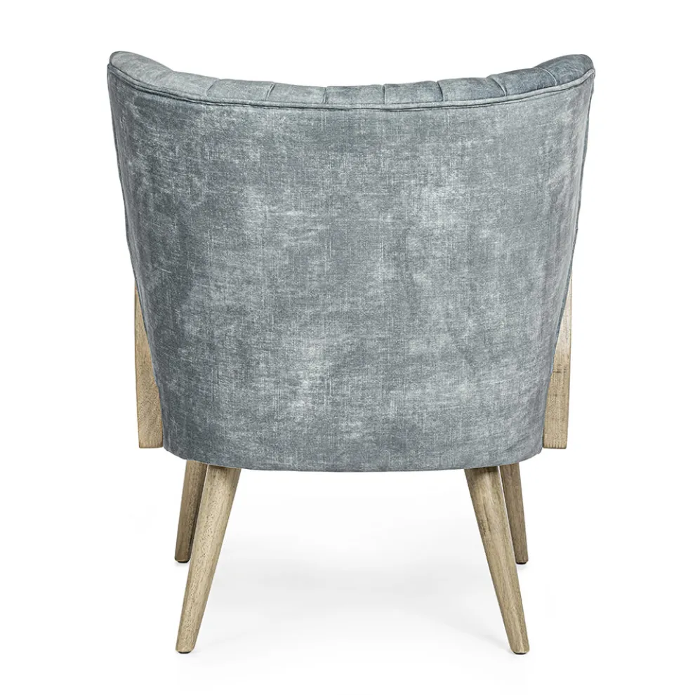 Vintage Holzsessel mit Rattan und Polyester Armlehnen - Ludovica