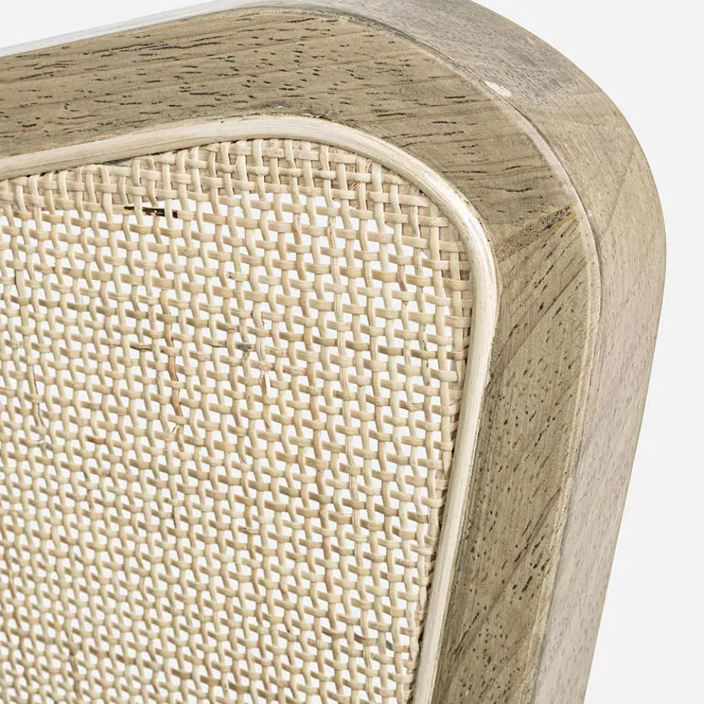 Vintage Holzsessel mit Rattan und Polyester Armlehnen - Ludovica