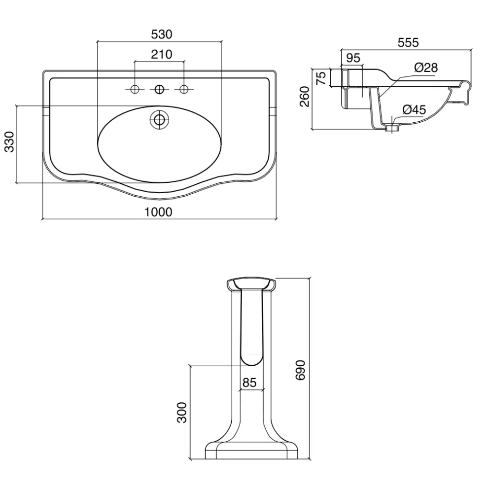 Vintage Keramik Badezimmer Konsole auf Colonna, Made in Italy - Paulina