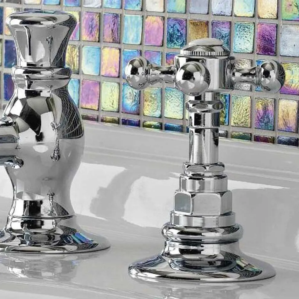 Vintage 3-Loch Waschtischarmatur aus Vintage Messing Made in Italy - Elisea