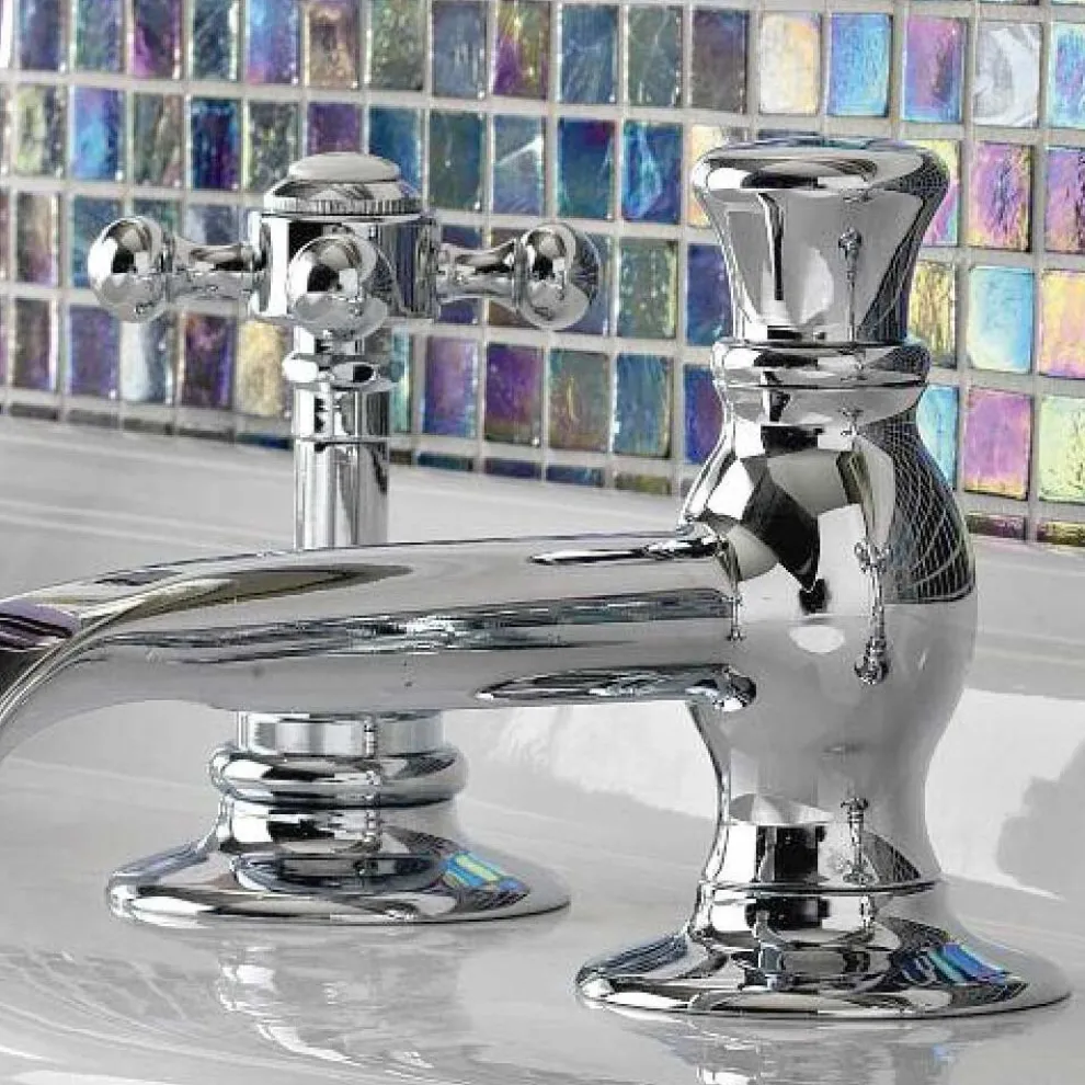 Vintage 3-Loch Waschtischarmatur aus Vintage Messing Made in Italy - Elisea