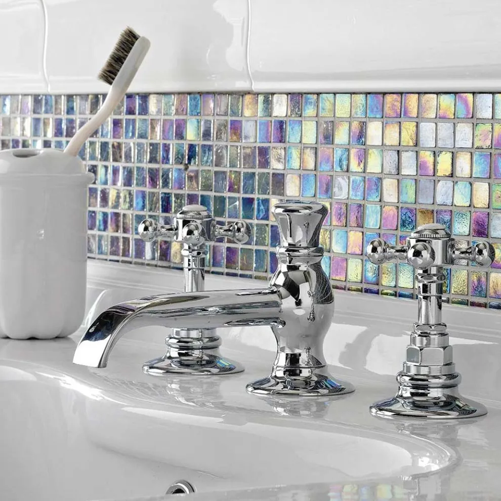 Vintage 3-Loch Waschtischarmatur aus Vintage Messing Made in Italy - Elisea